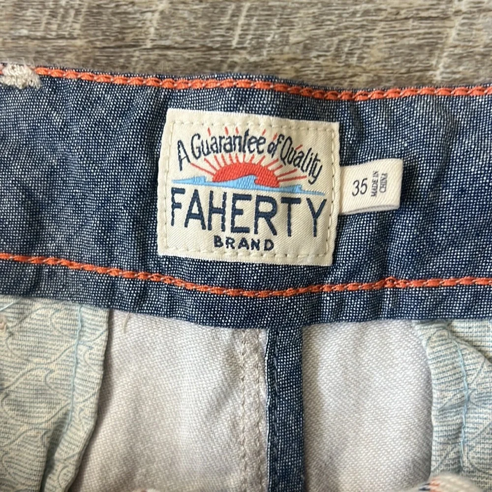 Faherty Linen Cotten Blend Light Beige Shorts Size 35